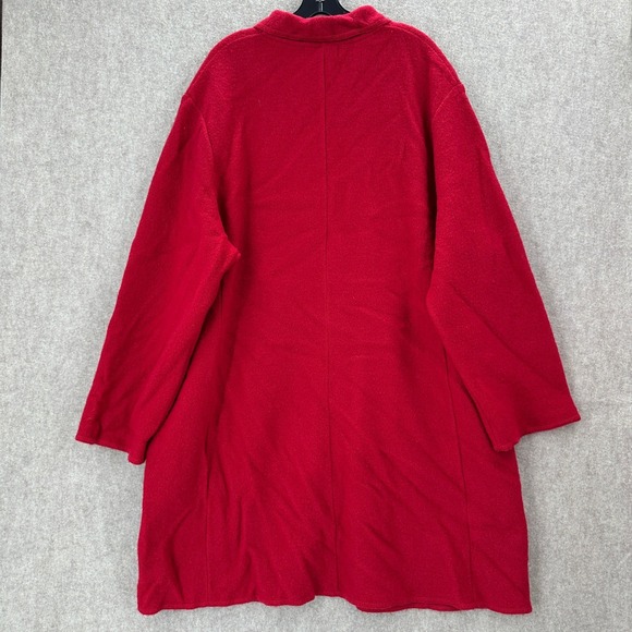 August Max Boiled Wool Long Line Cardigan Jacket Red Button Front Pockets 2XL - Picture 11 of 12